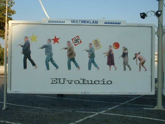 A Darwinian-esque political image, illustrating the political evolution of an East European country