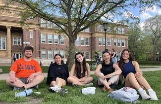 Bulgarian language students and instructor on main quad at U of I